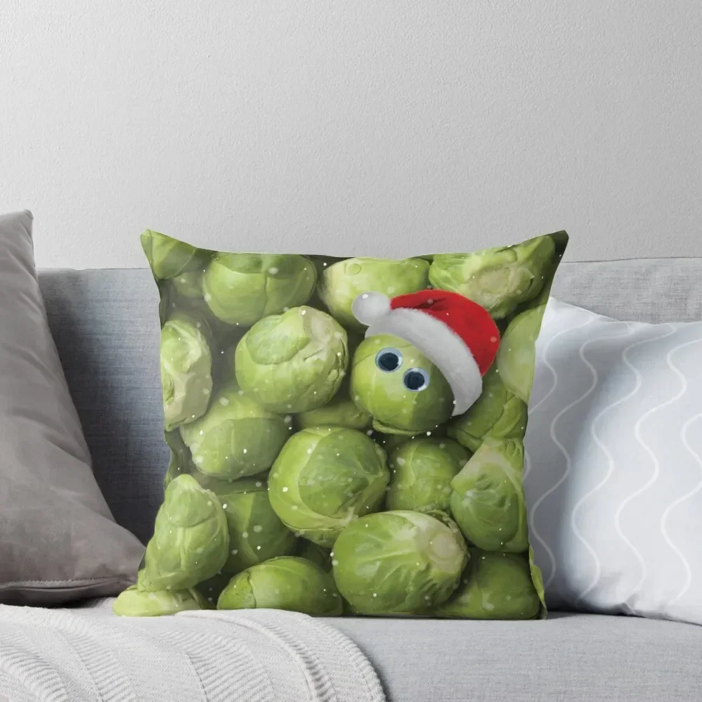 Christmas Sprout With Santa Hat Print Throw Pillow luxury throw pillow covers Pillow Case