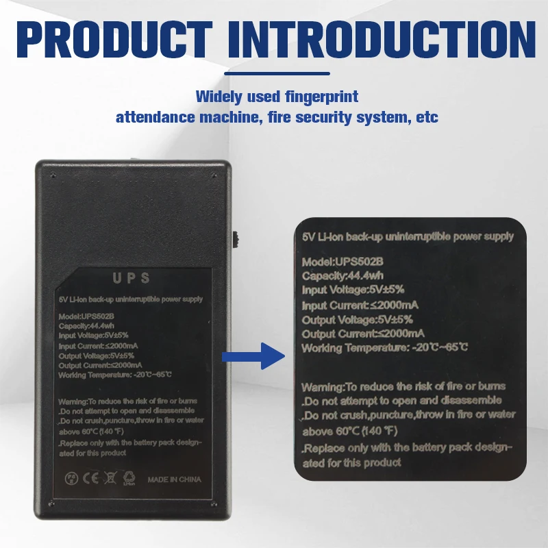 Imagem -05 - Mini Ups Segurança Ininterrupta à Espera Bateria Fonte de Alimentação de Backup para Câmera Segurança Roteador Computador Monitoramento 5v 2a 44.4w