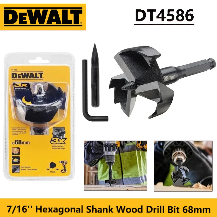 

DEWALT DT4586 Сверло по дереву 7/16 дюймов с шестигранным хвостовиком, саморезающееся сверло с плоской головкой, 68 мм, аксессуары для деревообрабатывающих инструментов