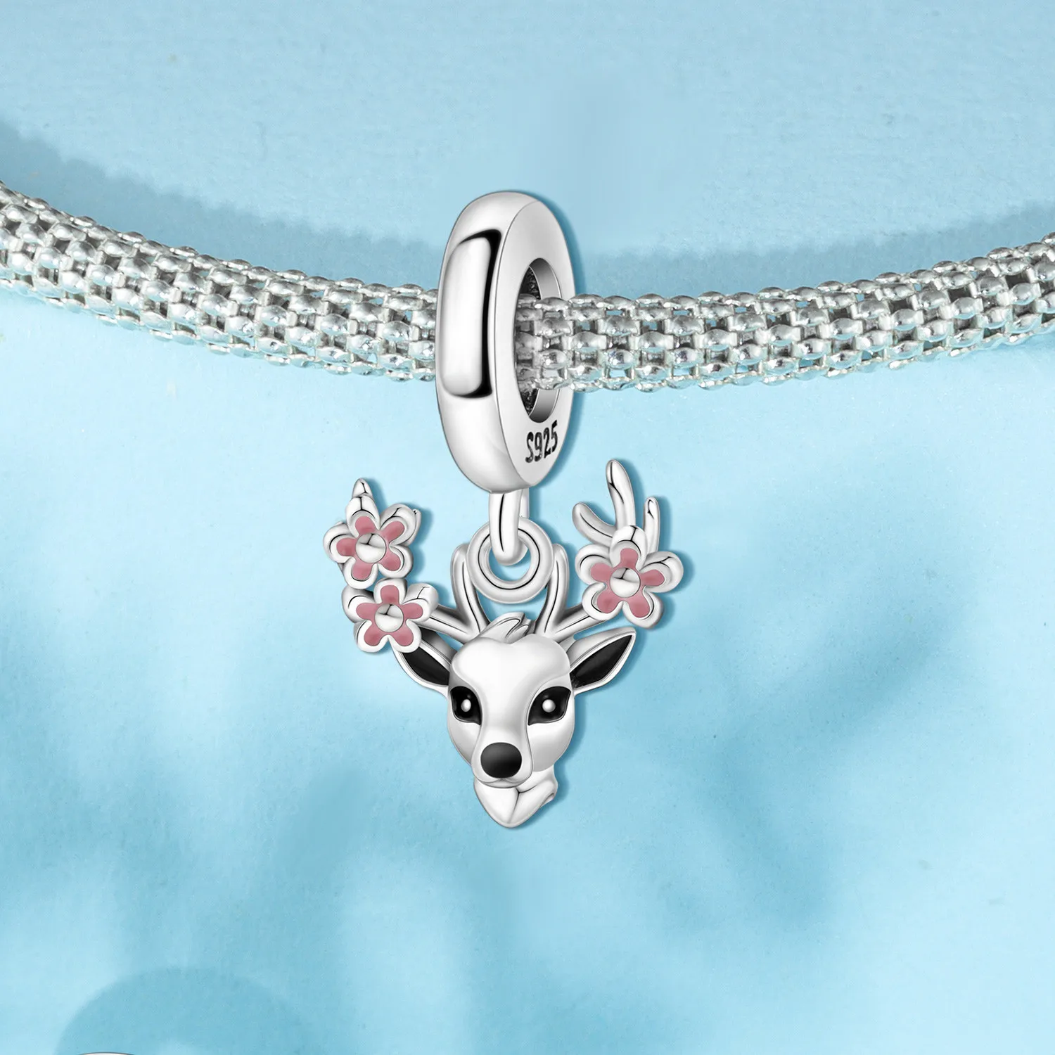 925 Sterling Silver Cute Sika Deer Pendants Bracelet Charms Fit Bangle For Women Jewelry Party Beads Fine Gifts DIY Accessory