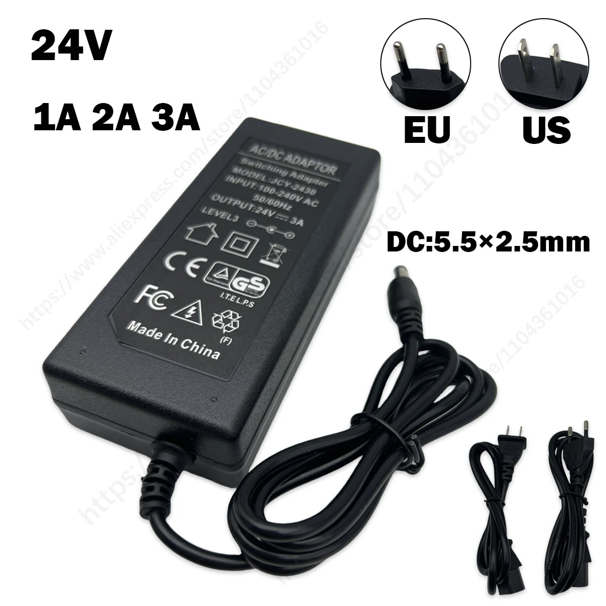 24V 1A 2A 3A 24W 48W 72W Power Charger Power Supply Adapter 100V-240V AC to DC 24 Volt 1500mA~100mA Available