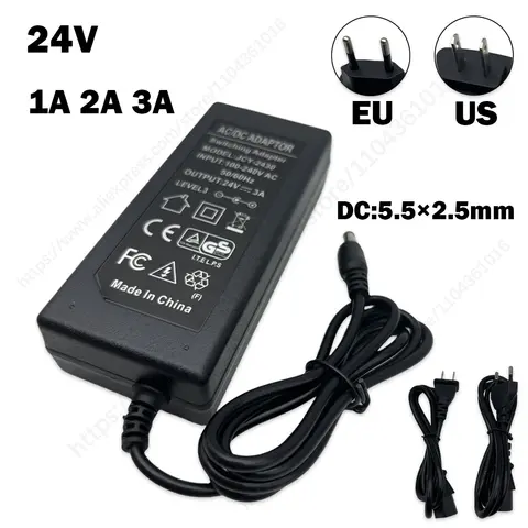 전원 충전기 전원 공급 어댑터, 24 V 1A 2A 3A 24W 48W 72W, 100V-240V AC-DC 24 볼트 1500mA ~ 100mA 사용 가능
