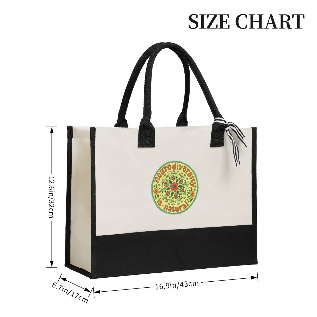 Canvas Gift Shopping Bag Neurodiversity Mandala Canvas Large Capacity Bag Customizable Quality Gifts