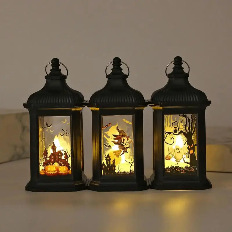 

Halloween Lanterns Decorative LED Candle Lanterns Festive Lantern Castle Witch Decorative Candle Lantern For Halloween New Year