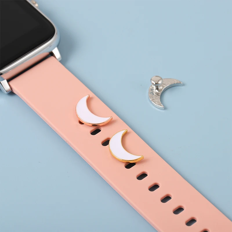 1 Buah Gelang Jam Pesona Dekoratif untuk Apple Jam Tangan Band Silikon Gelang Logam Kuku Aksesori untuk Iwatch Tali Olahraga