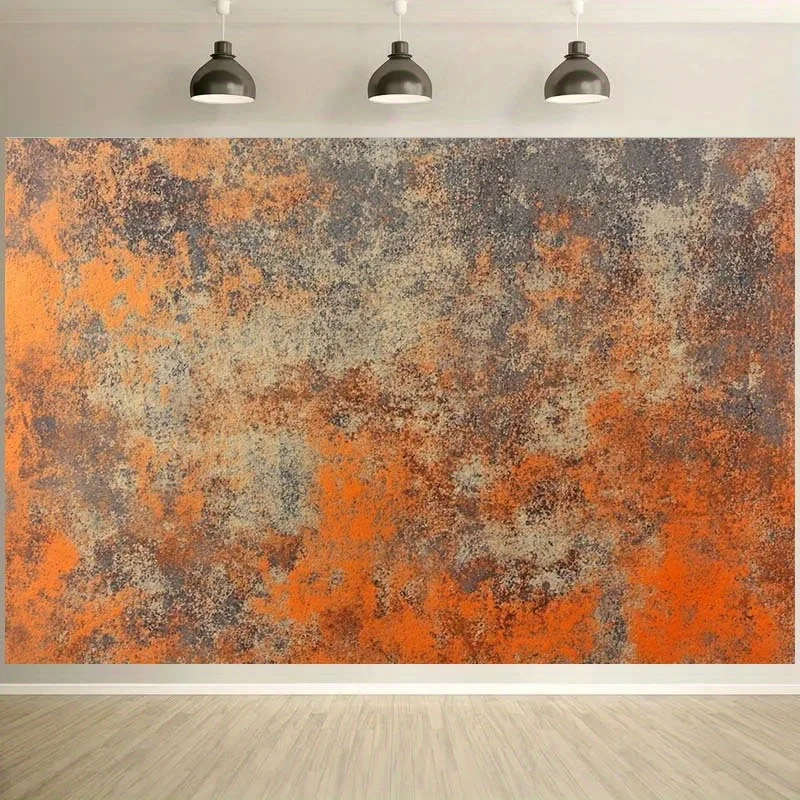 One simple industrial texture backdrop - vibrant orange and gray wall theme, with brick decorationsDJH