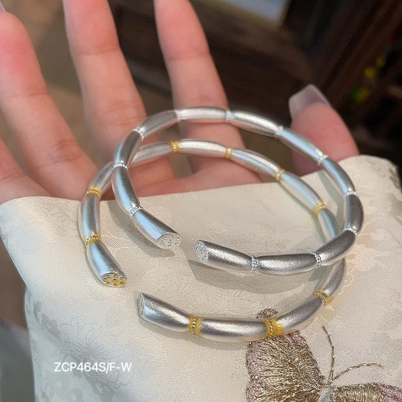

Silver 999.9 Ancient Gold-Plated Root Solid Open Bracelet