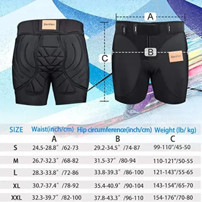 BenKen pantalones de esquí protección de cadera protector de glúteos para monopatín esquí montar ciclismo snowboard Overland Racing Armor Pads