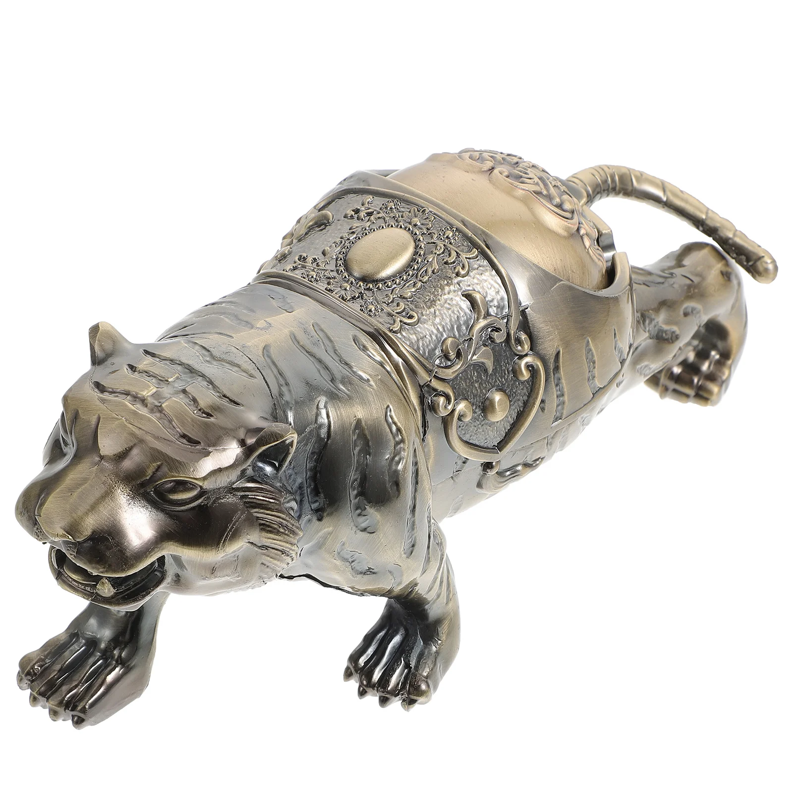 

1pc Tiger Shaped Lidded Ashtray Creative Smoke Ash Container Unique Tiger ing Cigarette Butt Holder For Home Restaurant Use