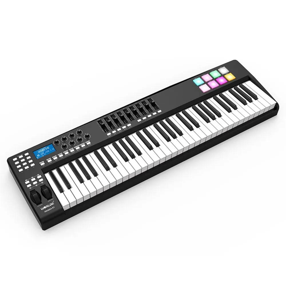 PANDA61 Portable 61-Key USB MIDI Keyboard Controller 8 RGB Colorful Backlit Pads With USB Cable