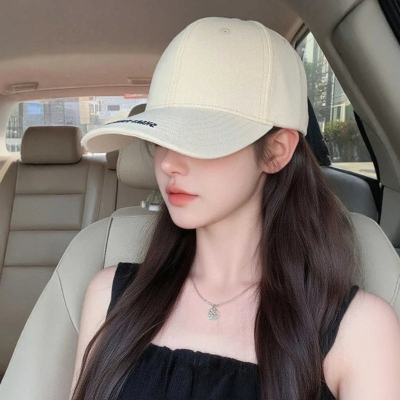 American Baseball Cap for Women, Stylish Short-sleeved Duckbill Hat, Trendy Brand, Retro Style, Wide Brim, Enlarged and Deepened