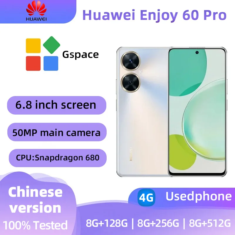 Huawei Enjoy 60 Pro 4g Smartphone Snapdragon 680 6.8inches 8GB RAM 128GB 256GB ROM 5000mAh 50MP Camera HarmonyOS Used Phone