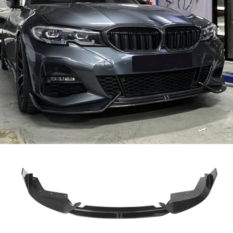 

Для BMW 3 серии G20 330i M340i Pre LCI 2020+ в стиле AO, 3-компонентный сплиттер-спойлер переднего бампера из сухого карбона