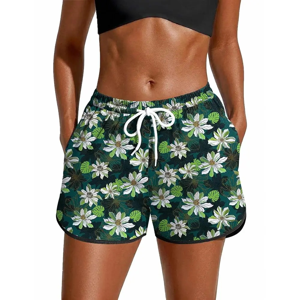 

Женские плавательные шорты 3-в-1 с высокой талией, утягивающие, с карманами на подкладке