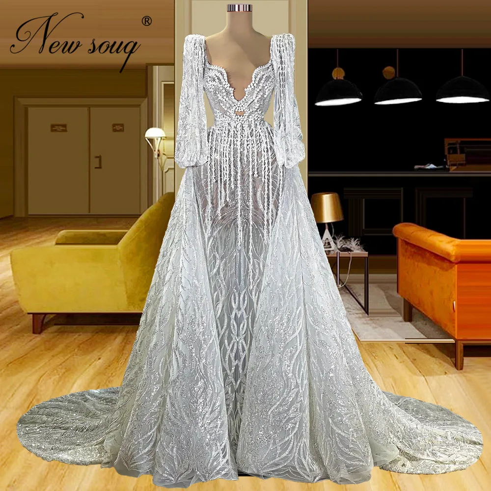 

Unique Design Cap Sleeves Evening Dresses Dubai Couture Long Beaded Pearls Celebrity Dress Customize Arabic Women Party Gowns