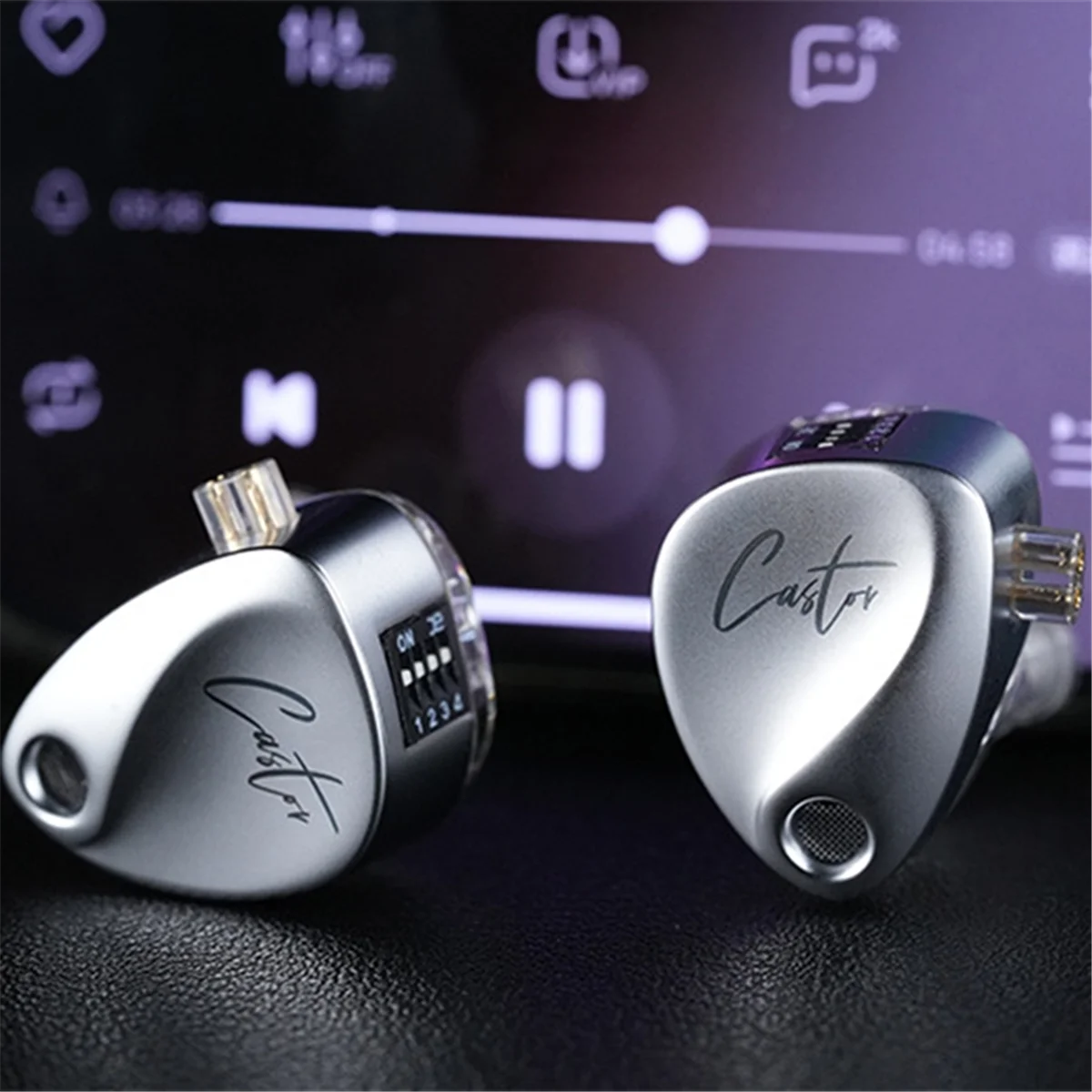 Castor in Ear Headphones HiFi Bass Sound Noise Isolating Dual-Dynamic Driver Wired Earbuds Improved Bass MIC