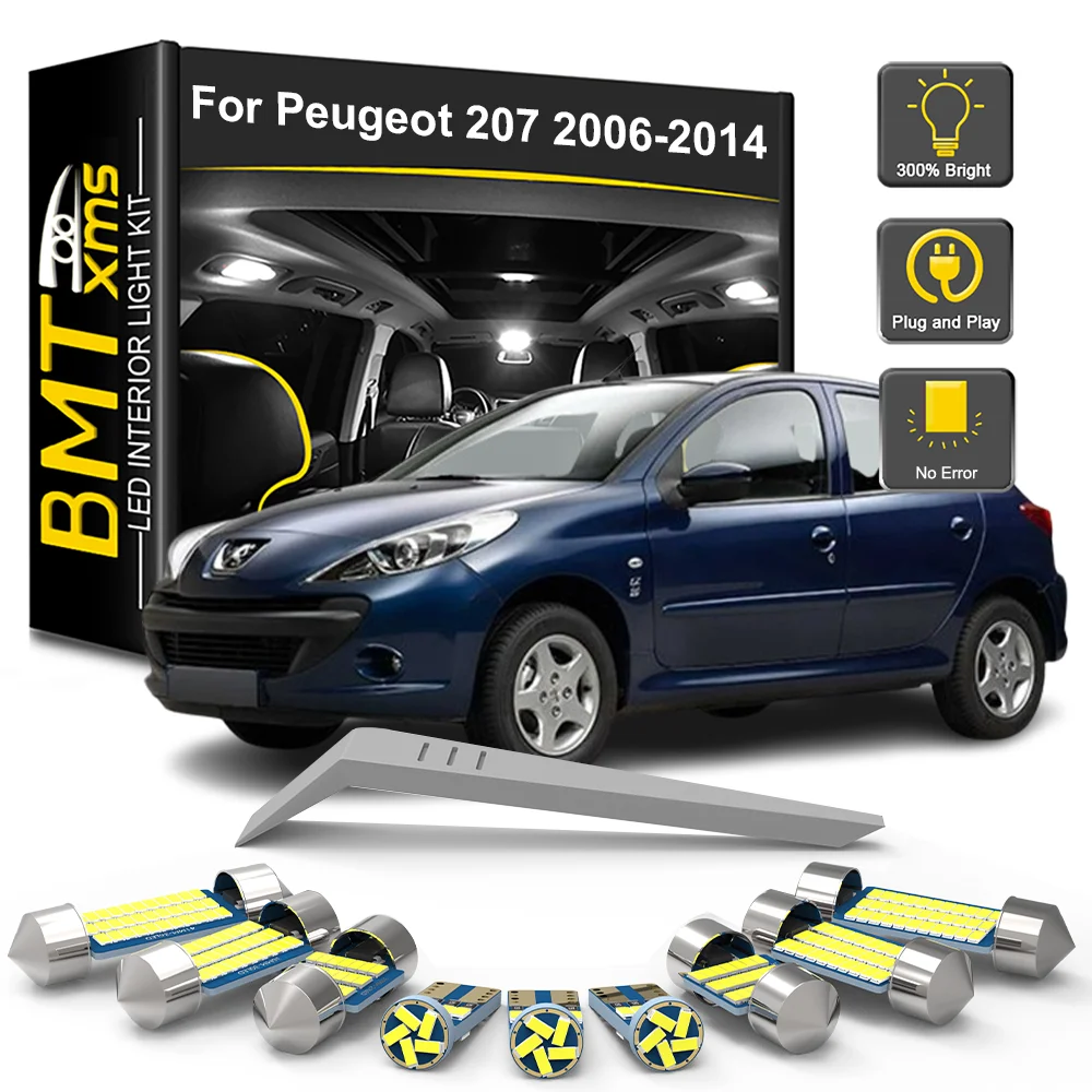BMTxms 4/10/14Pcs Canbus For Peugeot 207 SW Hatchback Saloon 2006-2012 2013 2014 Car LED Interior Light Map Bulb Kit Indoor Lamp