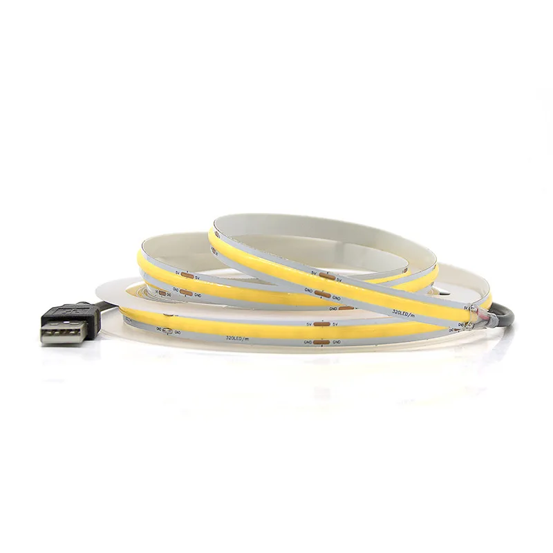 

DC 5V 320 LEDs/m Flexible USB COB LED Strip Non-Waterproof for Bedroom,Home Lighting Decoration 5m/Lot 3000K/4000k /6000K