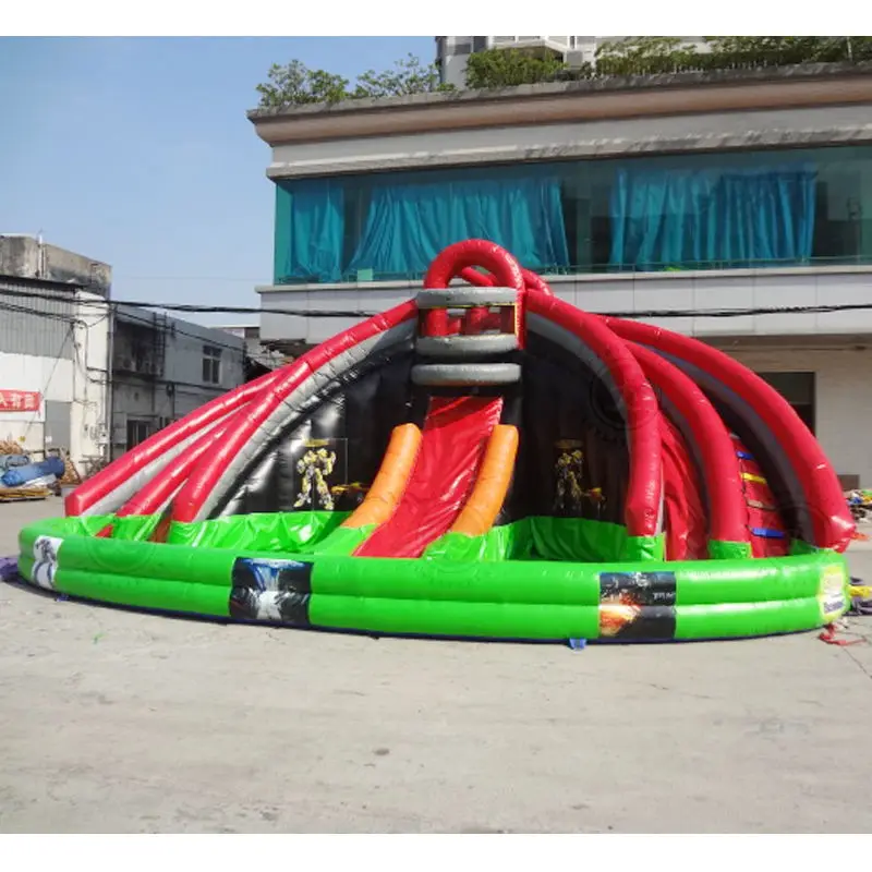 Customizable inflatable large outdoor long slide castle, PVC material children's inflatable bouncing slide