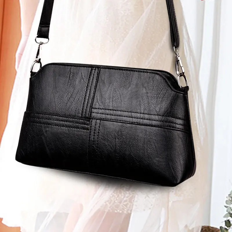 

New PU Leather Casual Mama Messenger Bags Phone Bag Crossbody Black Handbags for Women Small Shoulder Bag Purse