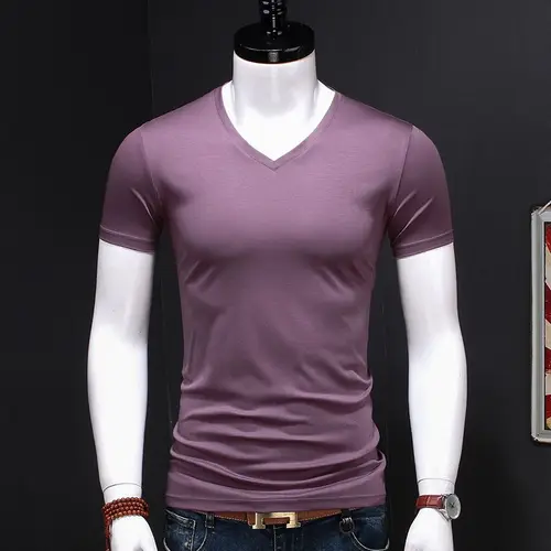 Imagen 1 del producto Camiseta de manga corta de secado rápido para hombre, ropa interior clásica con cuello en V, suave y cómoda, a la moda, para verano