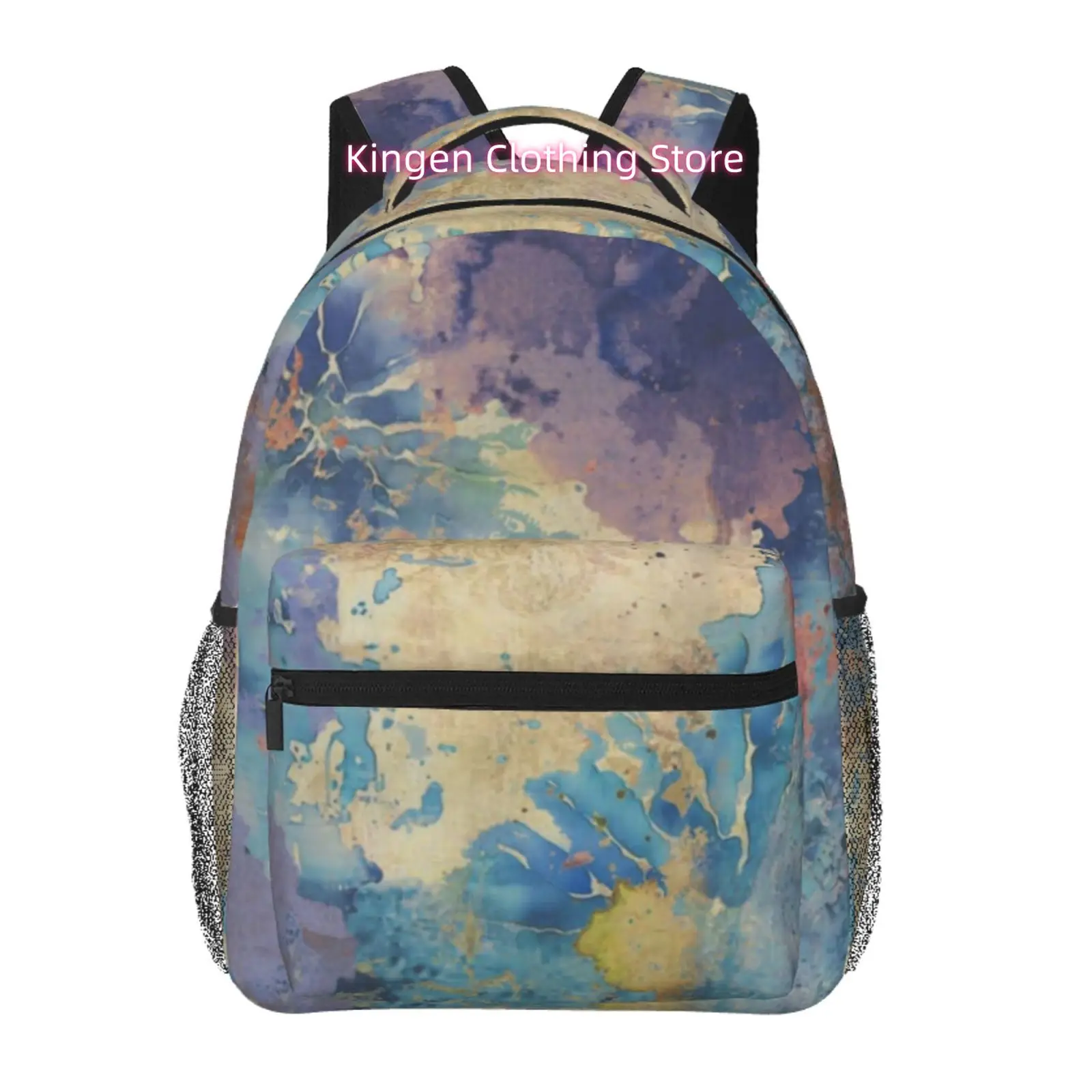 Blue& Purple Watercolor Marble Print Trendy Unisex Travel And Sports Backpacks, Ideal for Ipads And Laptops, Adjustable Straps,
