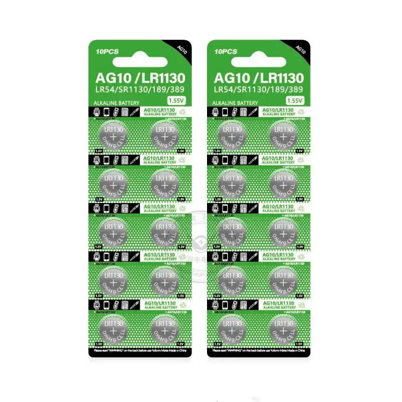 50 ~ 10 pz 1.55 V AG10 LR1130 SR54 389 189 SR1130 D189 LR54 Batterie a Bottone G10A SR1130SW Cell Coin Orologio Giocattoli Batteria A Distanza