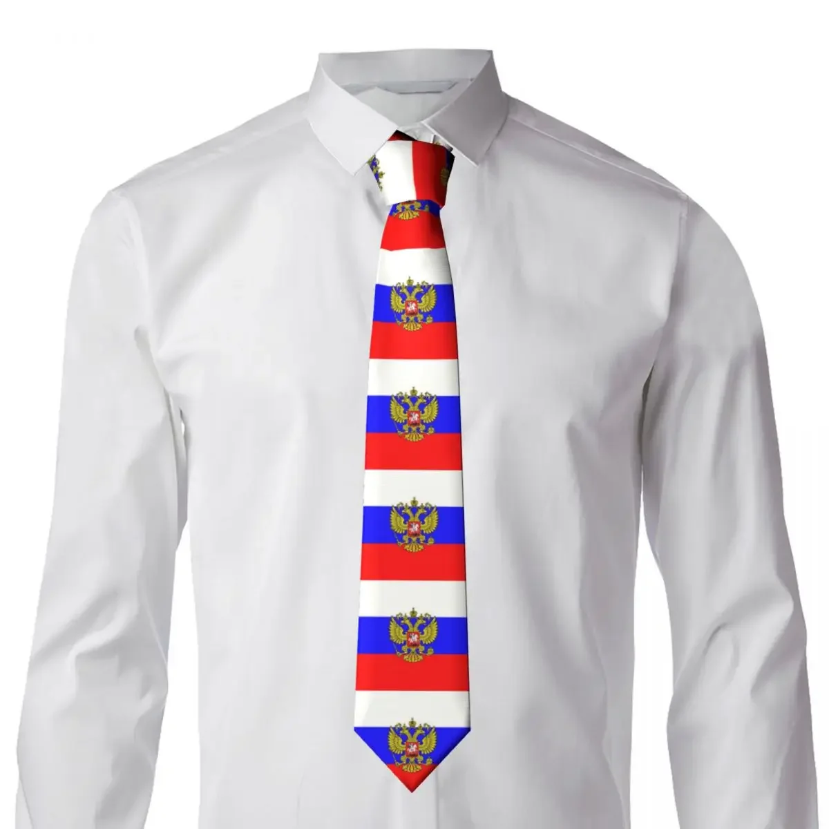 Russian Flag Neckties Mens Customized Silk Coat of Arms of Russia Neck Tie for Business