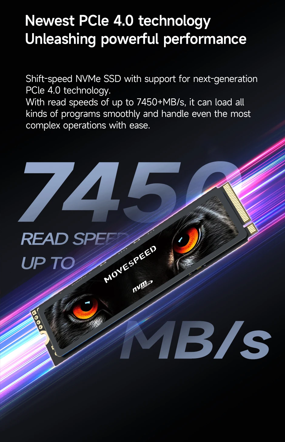 内蔵型SSD Movespeed M.2 SSD 2TB NVMe 7450MB/s MOVESPEED NVMe M.2 2280 SSD 1TB 2TB 4TB 7450Mbps