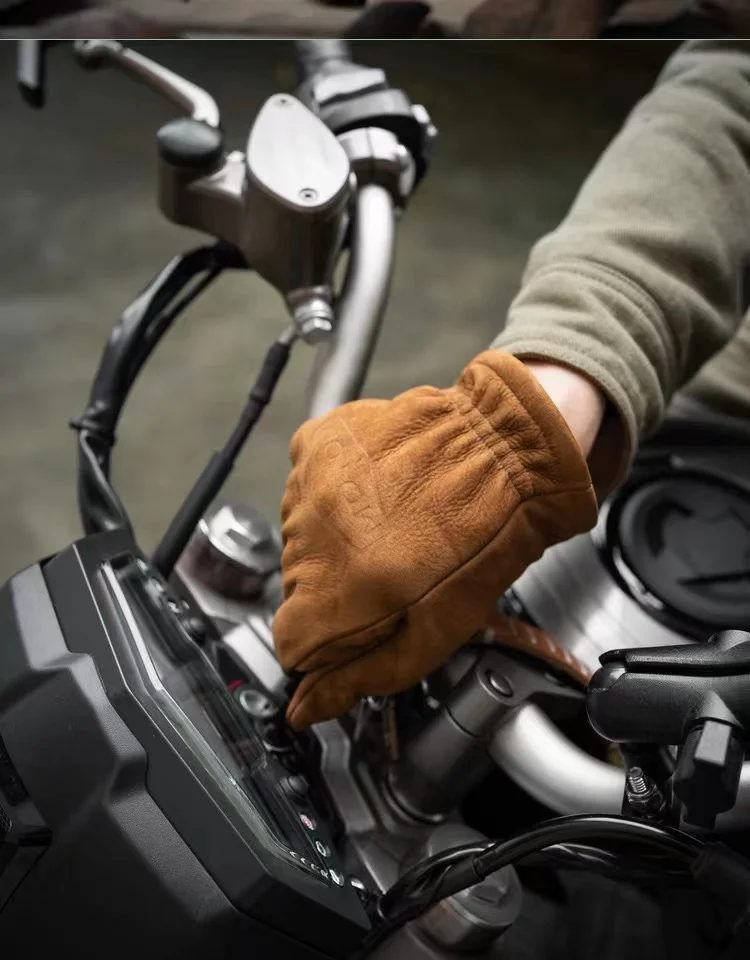 Matt top Leder Außen Arbeit Kleidung Radfahren Warm Alter Vintage Handschuhe Taktische Armee Militär Hand Wärmer – Detail 1