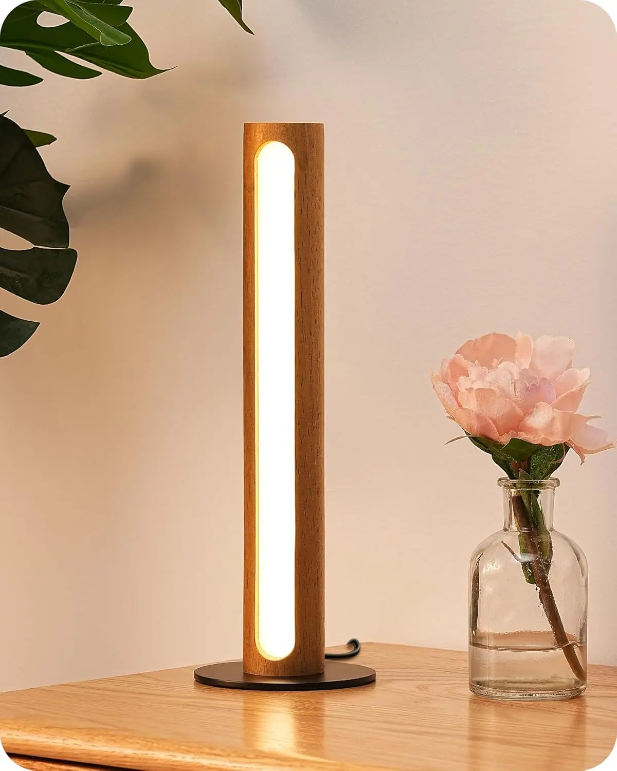 

LED Table Lamp, 3 Color Temp, Dimmable, Touch Control Wooden Nightstand Lamp for Bedroom, Living Room