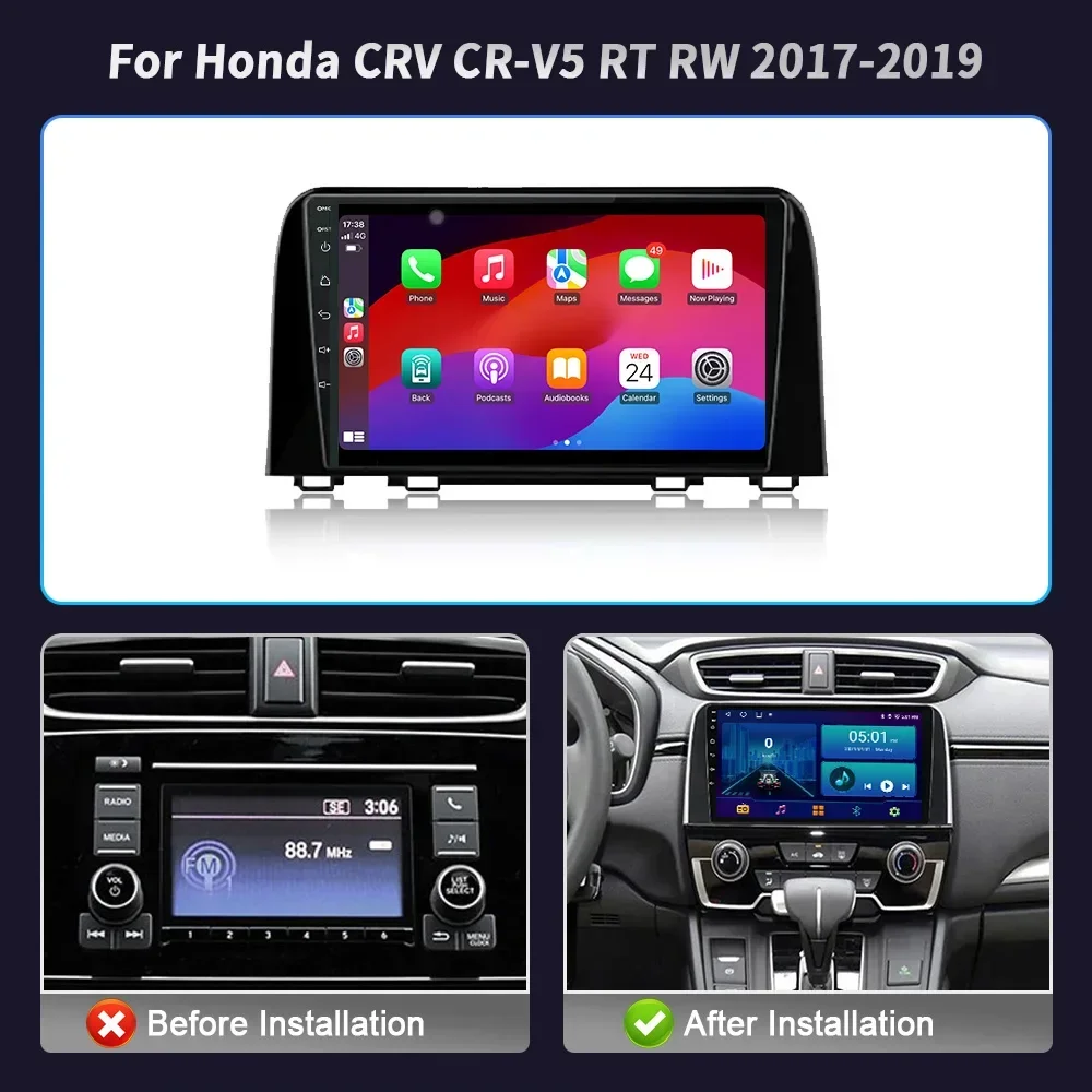 For Honda CRV CR-V5 RT RW 2017-2019 Car Radio Multimedia Player Navigation Wireless CarPlay Touch Screen Android Bluetooth