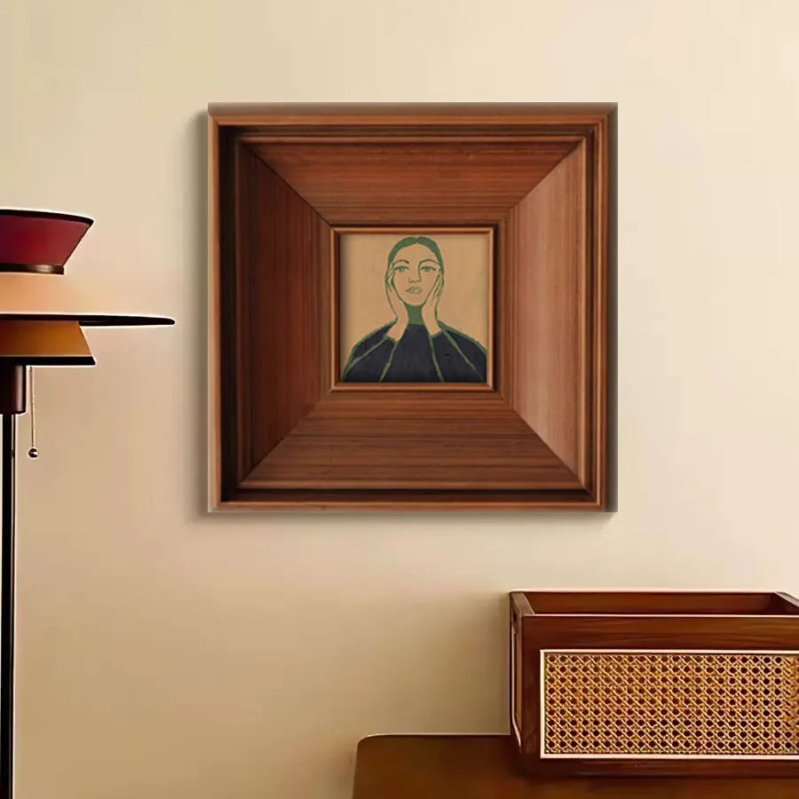 Middle Ancient Decorative Painting Solid Wood Curved Wall Stickers Living Room Art Character Portraits Nordic Entrance Decorate