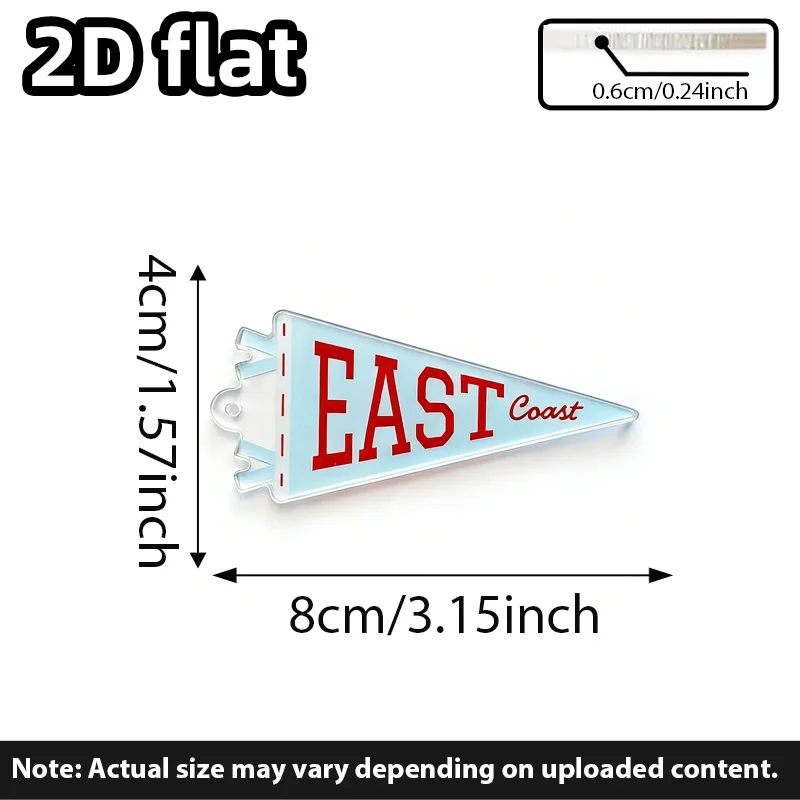 Personalized Custom Text Mini Pennant Flag Keychain