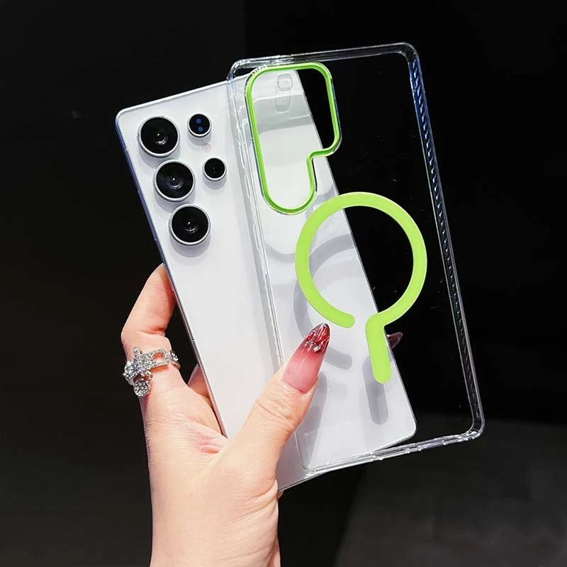 Orginal Slim Clear Hard PC Magnetic Case for Samsung Galaxy S26 Ultra S25 Plus for Magsafe Wireless Charging Transparent Cover