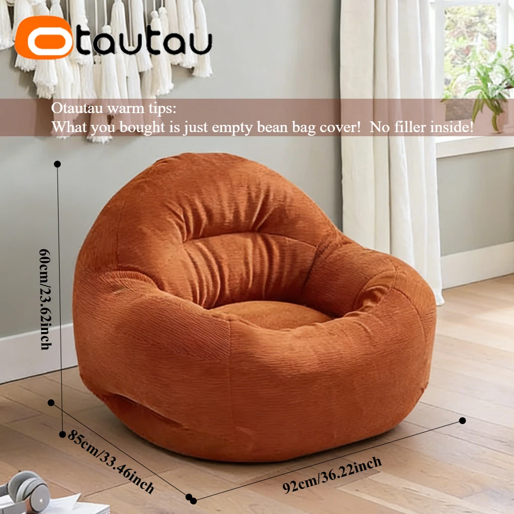 OTAUTAU Soft Corduroy Bean Bag Cover Corner Nest Pouf Ottoman Beanbag Cover SF632【No Filler!Please Buy Filler Yourself!】 - view 3