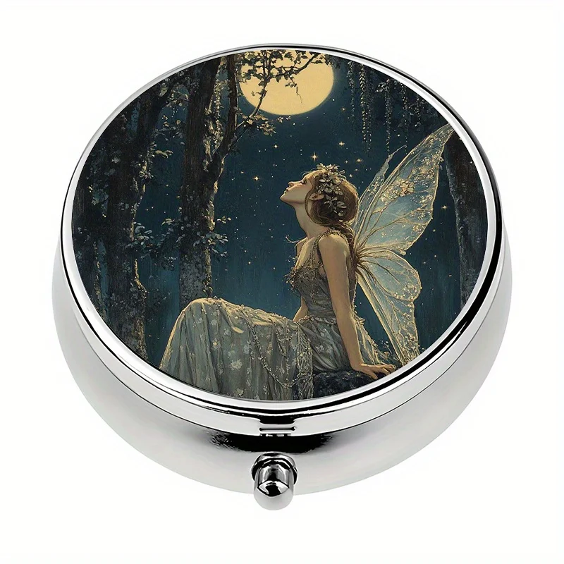 1 piece Fairy Moonlight Scene Three-Compartment Pill Box Mini Pill Container Pill Organizer