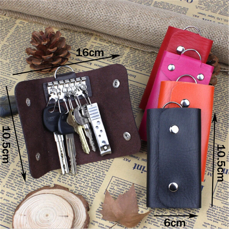 Keys Holder Organizer Manager PU Leather Buckle Key Wallet Case Bag Car Keychain For Women Men Housekeeper Fashion Gifts