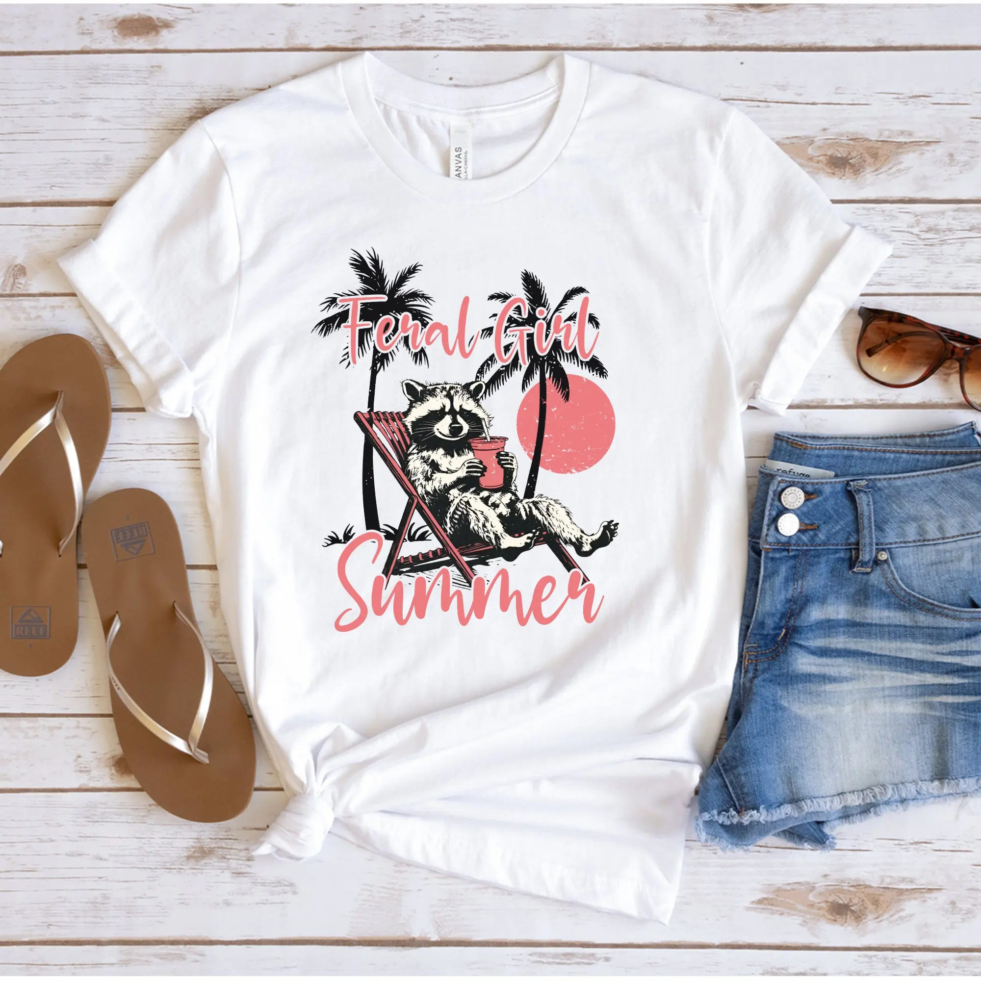 Feral Girl Summer Raccoon T Shirt Cowgirl Funny Western