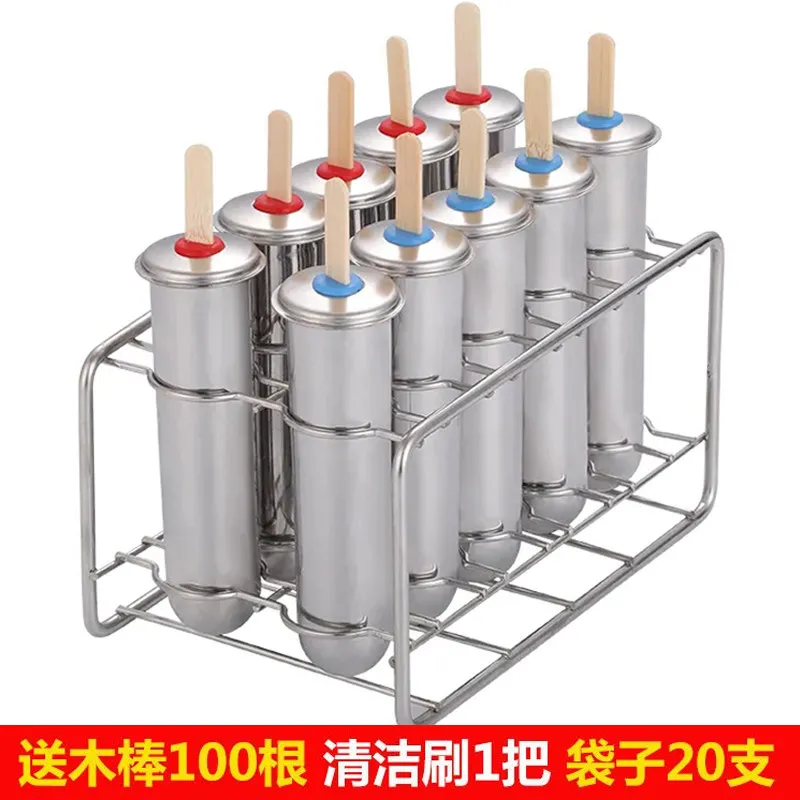 Suitable for 304 Stainless Steel Ice Cream Mold Home-made 2/3/6/10 Internet Celebrity DIY Popsicle Stick Ice Cream Abrasive