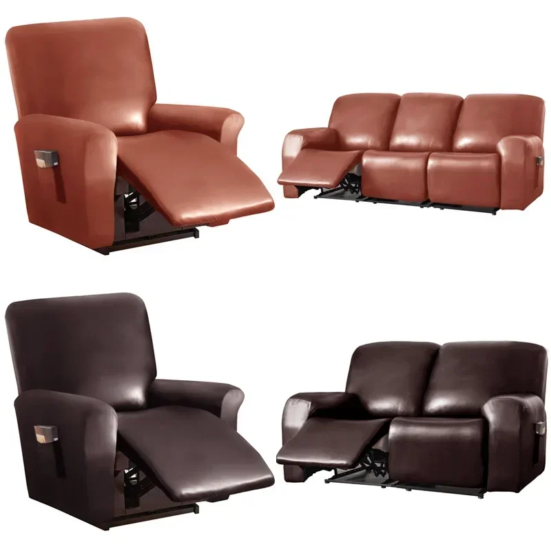 1 2 Seat Waterproof Recliner Sofa Cover PU Leather Armchair Cover  Chair Cover Elastic Single Sofa Slipcover Living Room