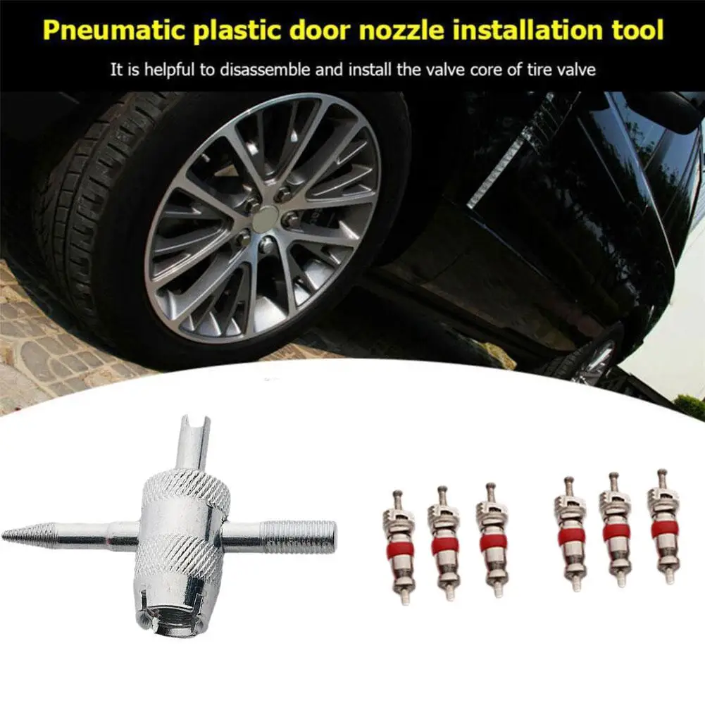 7Pcs 4-in-1 Tire Valve Stem Removal Tool Valve Stem Puller Tire Repair Tool Valve Core Removal Tire Car Cleaning Tool