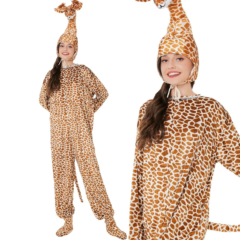 

Adult Cosplay Animal Tiger Cow Panda Giraffe Pajamas For Stage Performance Costume