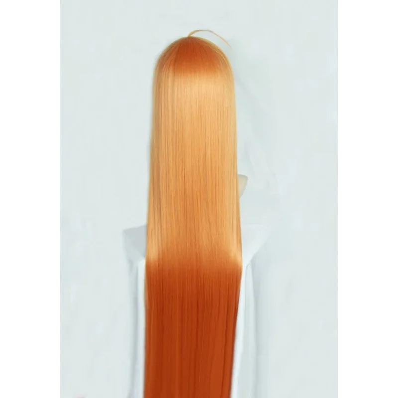 2025 yiyi P5 Persona5 Futaba Sakura 100cm Long Straight Citrus Orange Heat Resistant Cosplay Costume Wig + Track + Cap
