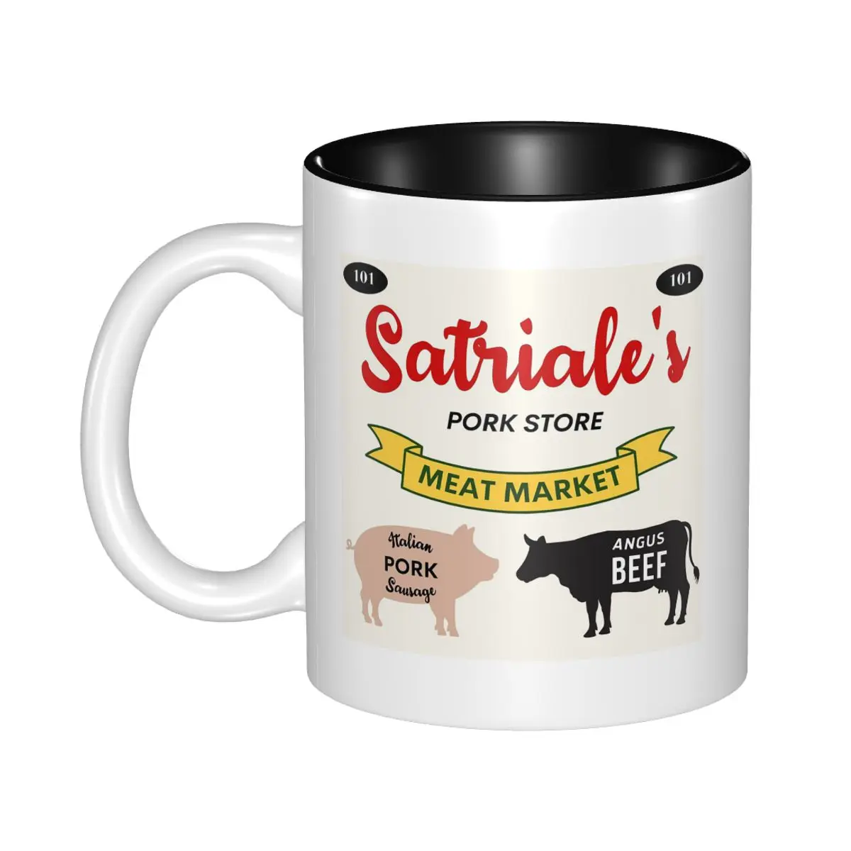 Tazas de Cerámica para Café, Té y Leche con Diseño de la Tienda de Carne de Cerdo de Satriale, los Sopranos de Nueva Jersey, Salchicha de Cerdo y Carne de Res Angus