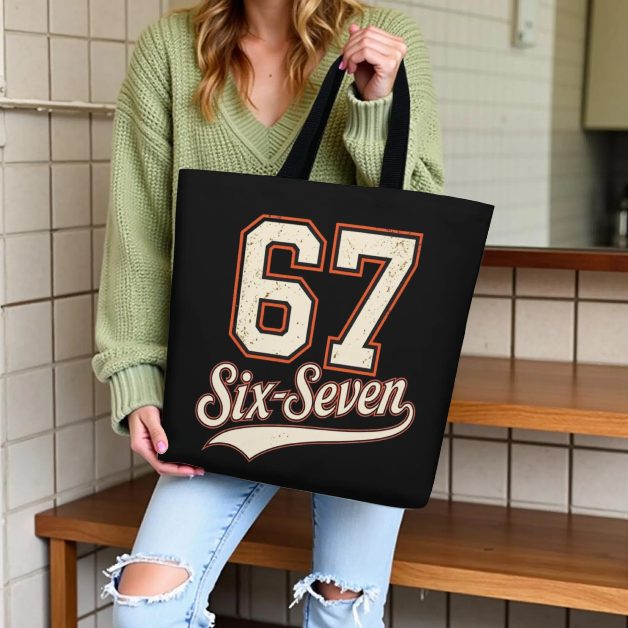 

Винтажная спортивная холщовая сумка-тоут 67, сумка через плечо с узором, многоразовая сумка для покупок, идеально подходящая для прогулок в стиле ретро