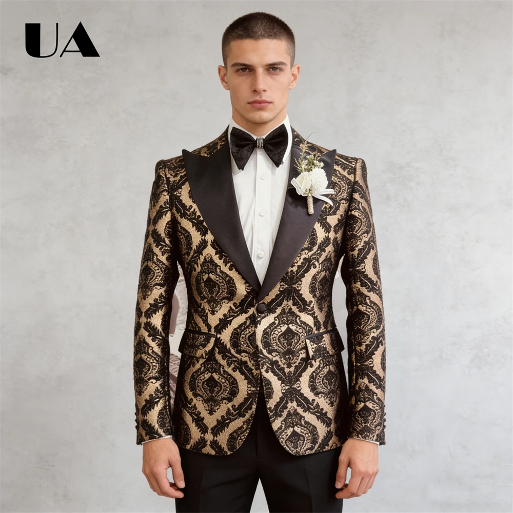 

Elegant Paisley 3-Piece Suit Set Incuding Jacket Vest Pants Men's Formal Tuxedo, Pageant Prom Suit Attire XXS-3XL Tuxedo