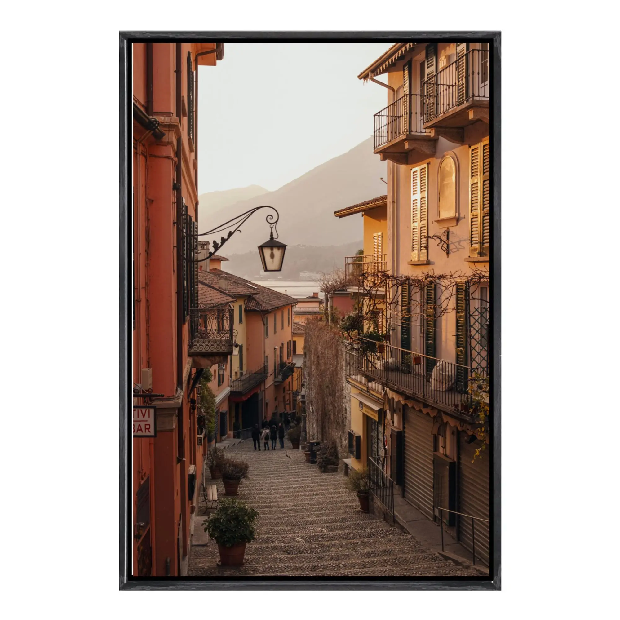 لوحة فنية جدارية من القماش من Bellagio Italy، طباعة مناظر طبيعية خلابة على شكل بحيرة كومو المذهلة، ديكور جدار قرية البحر الأبيض المتوسط