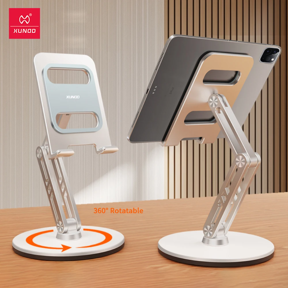 

XUNDD Tablet Holder For iPad Stand Alloy Tri-foldable 360° Rotatable No-slip Stable Portable Desk Stand 태블릿 거치대 아이패드 거치대