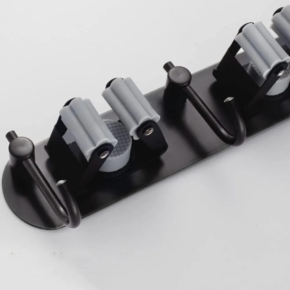 مكنسة وحامل ممسحة مثبت على الحائط من الفولاذ المقاوم للصدأ - رف تخزين منظم للمنزل والحديقة